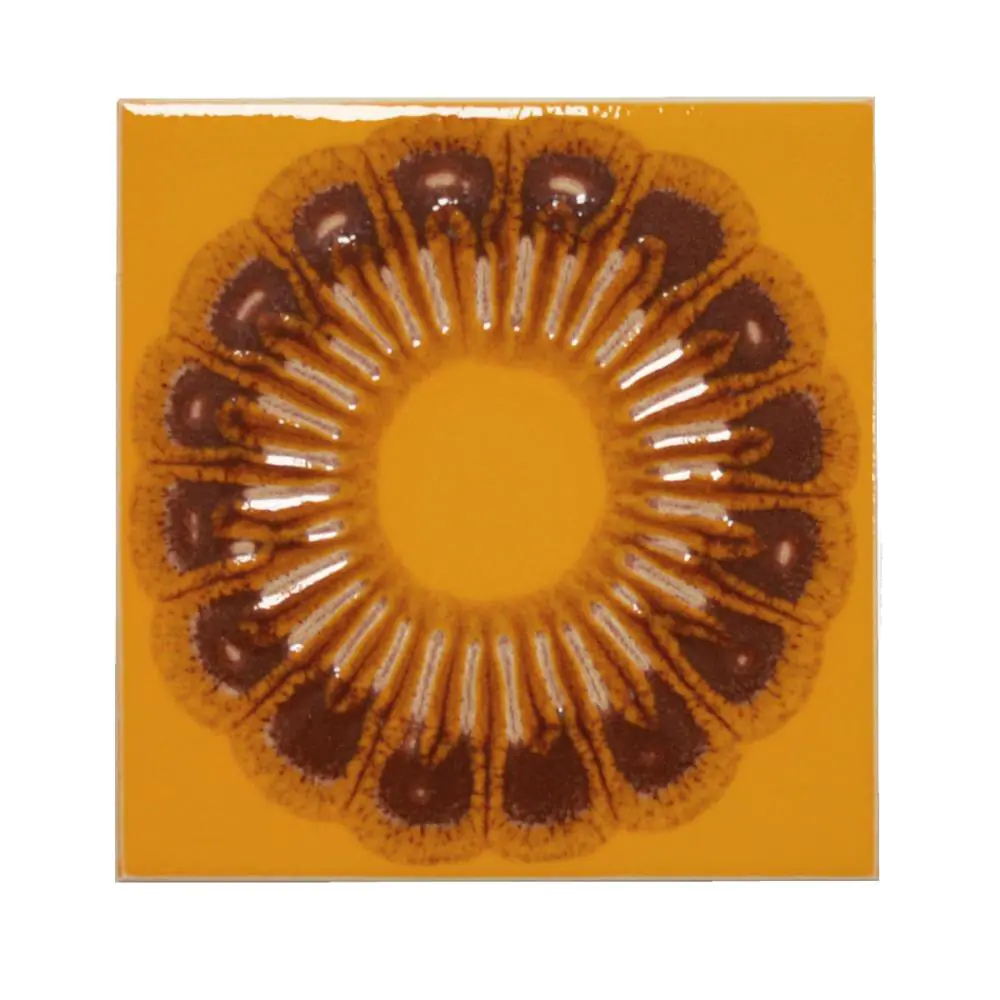 Wandfliese Dekor Wessel Keramik E1877 9357 Carreaux decores gelb braun 15x15 cm