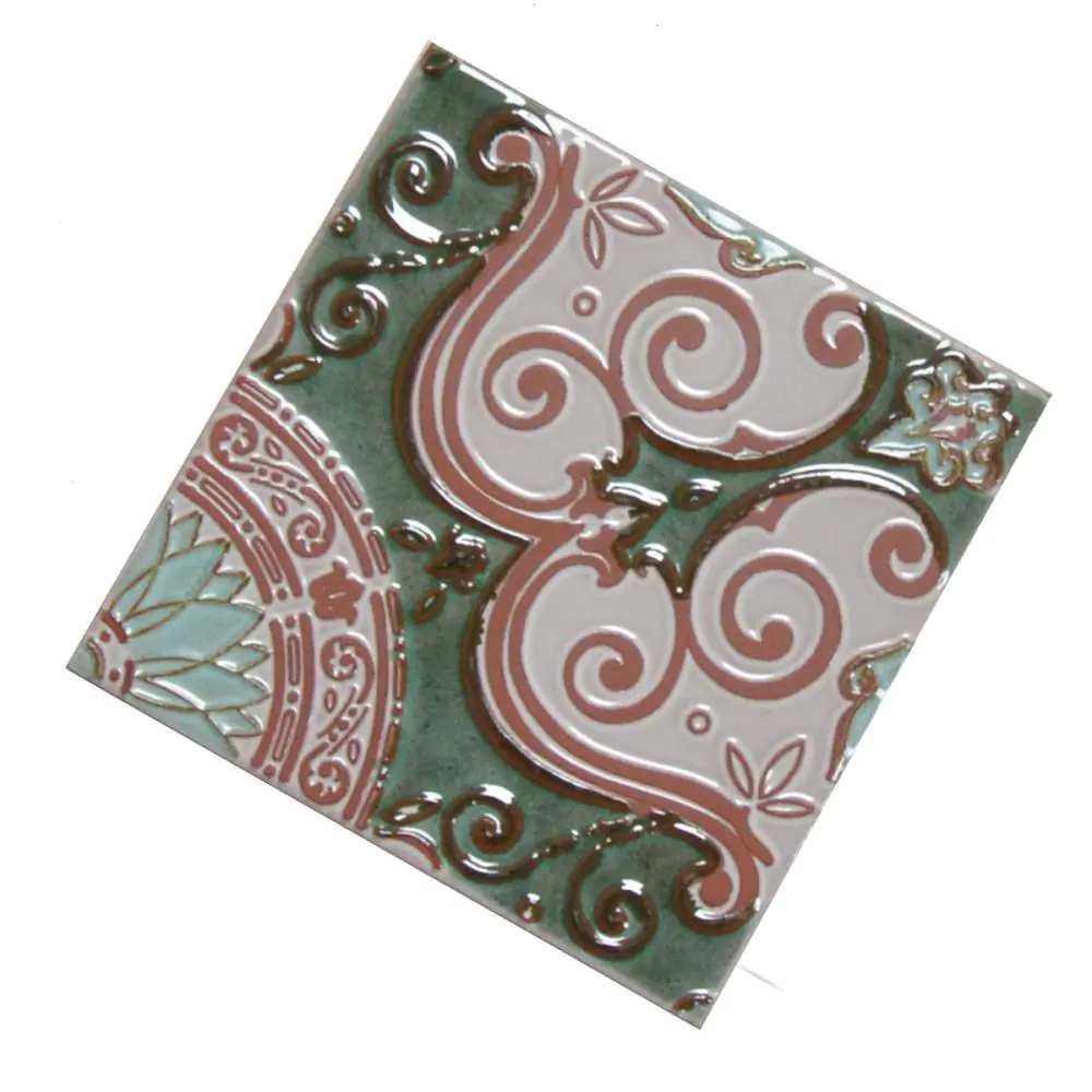 Bodenfliese Dekor Servais E1809 grün rotbraun 15x15 cm Bodenfliese Dekor Servais E1809 grün rotbraun 15x15 cm