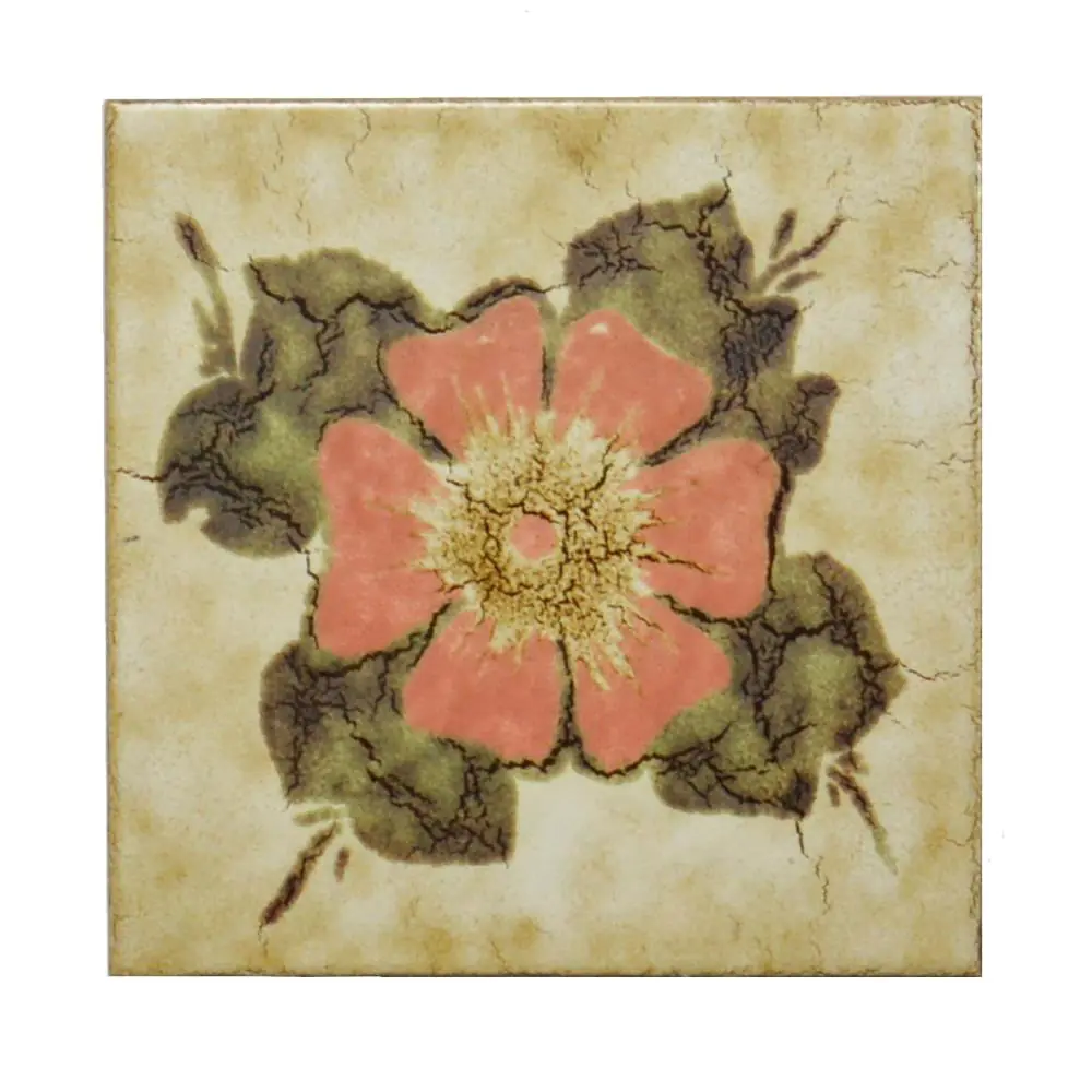 Wandfliese Dekor Ceramica Matildica E2116 Blume grün rot beige 20x20 cm
