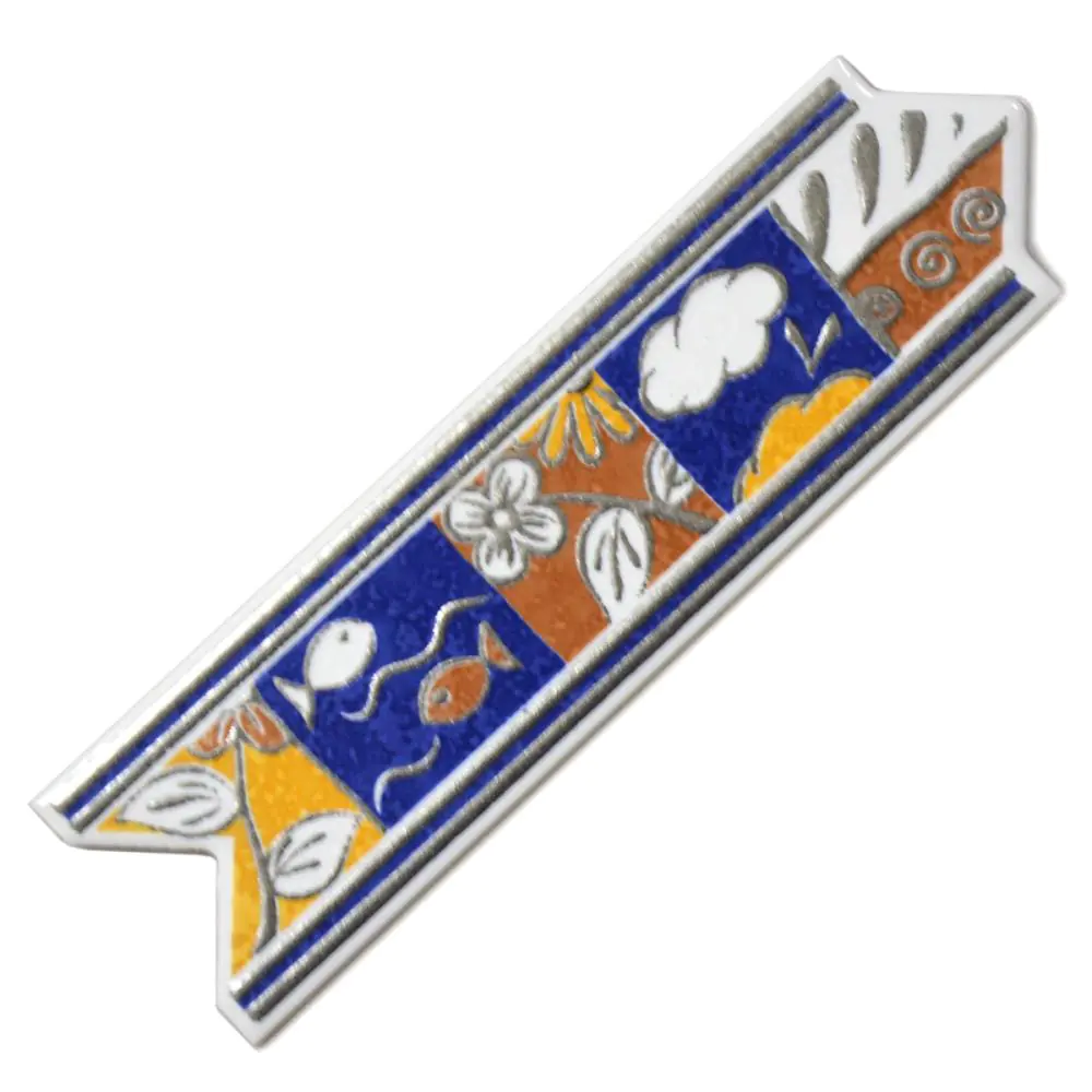 Bordüre Nr.10 blau cotto gelb Blumen Fisch 6x20 cm