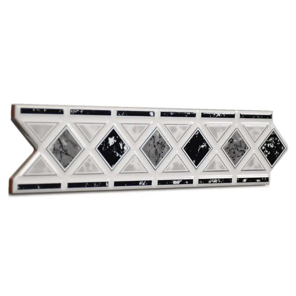 Bordüre Nr.1031 Egeo Nero/32 Greca grau schwarz weiß 7x29 cm