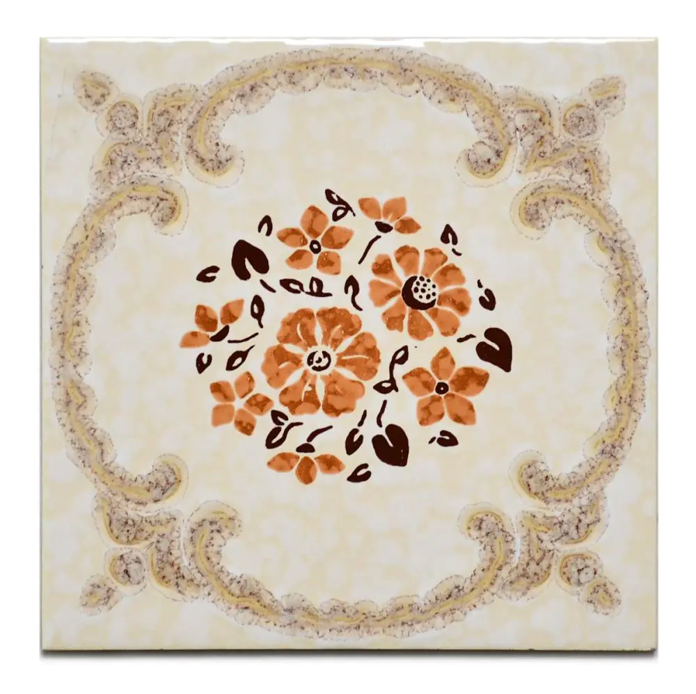 Wandfliese Dekor E4208 Blume braun creme rosa 15x15 cm