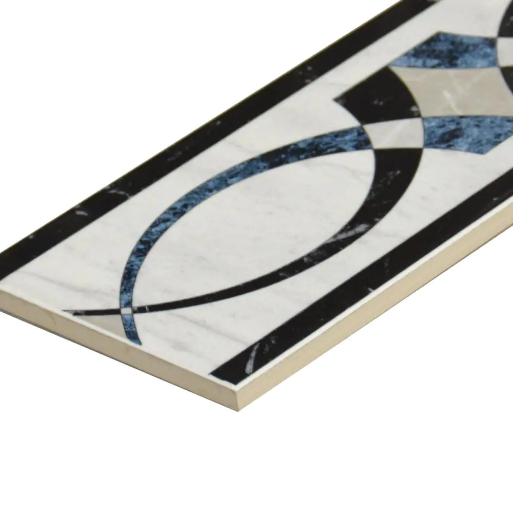 Bordüre Porcelanosa Nr.421 Suisse blau schwarz weiß 10,5x31,5 cm Bordüre Porcelanosa Nr.421 Suisse blau schwarz weiß 10,5x31,5 cm