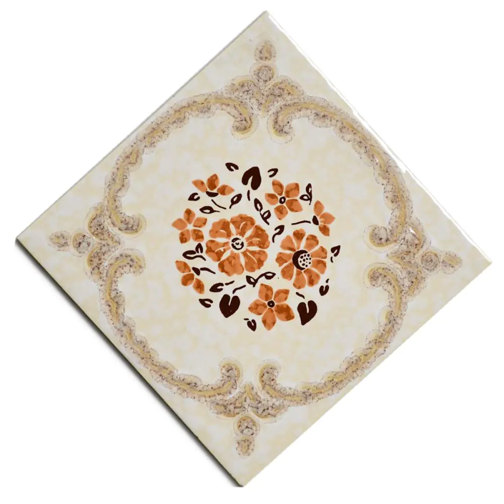 Wandfliese Dekor E4208 Blume braun creme rosa 15x15 cm