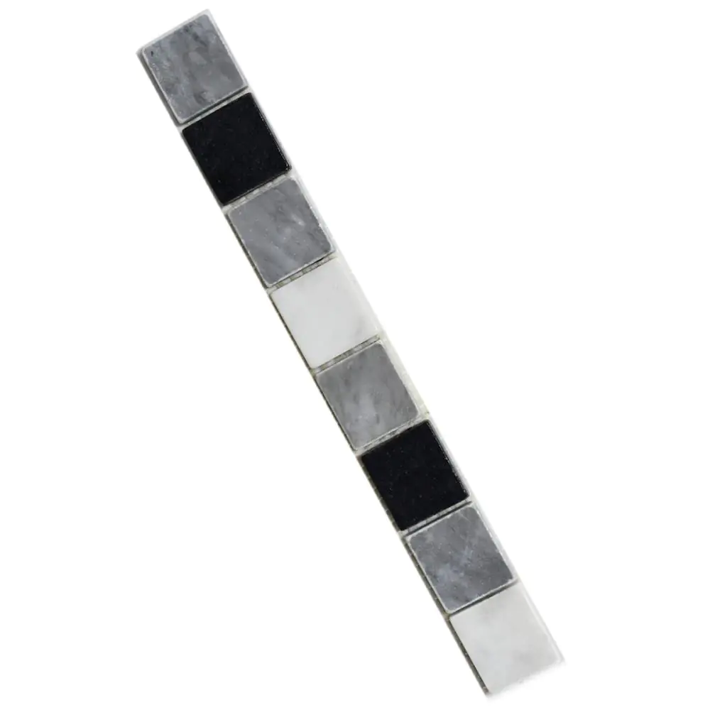 Bordüre Nr.1007 grau schwarz weiß poliert 3x28 cm