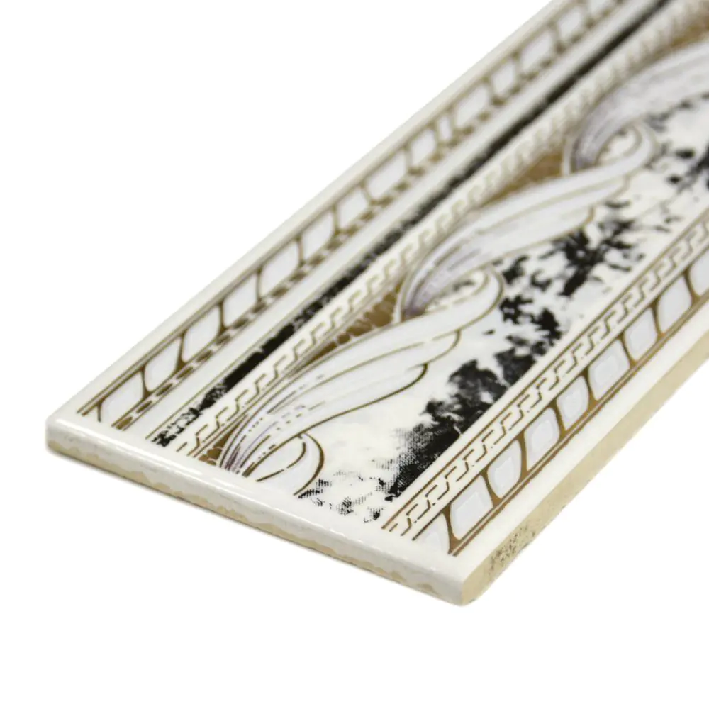 Bordüre Nr.412 weiß schwarz grau gold 7,5x20 cm I.Sorte Bordüre Nr.412 weiß schwarz grau gold 7,5x20 cm I.Sorte