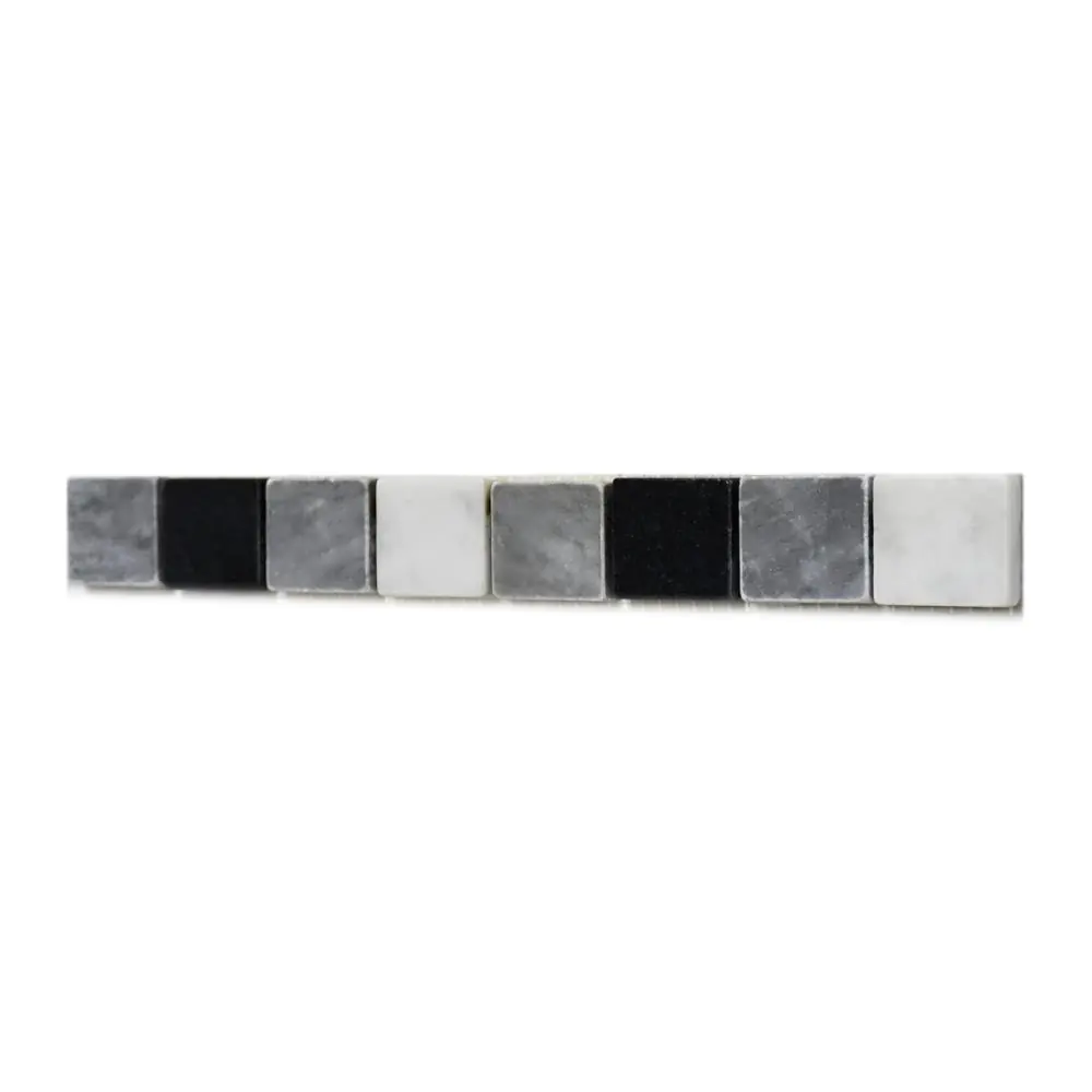 Bordüre Nr.1007 grau schwarz weiß poliert 3x28 cm