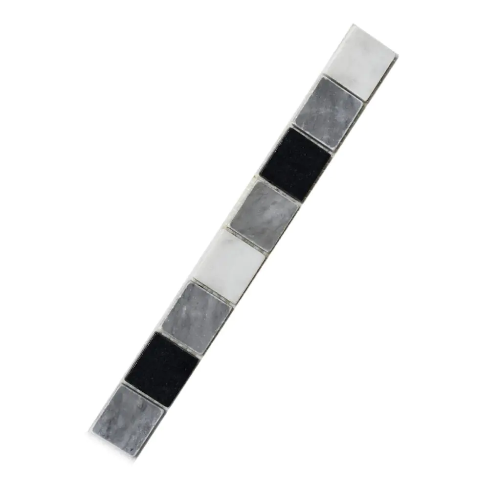 Bordüre Nr.1007 grau schwarz weiß poliert 3x28 cm