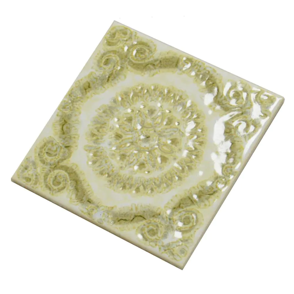 Wandfliese Dekor Servais E2097 grün creme 15x15 cm Wandfliese Dekor Servais E2097 grün creme 15x15 cm