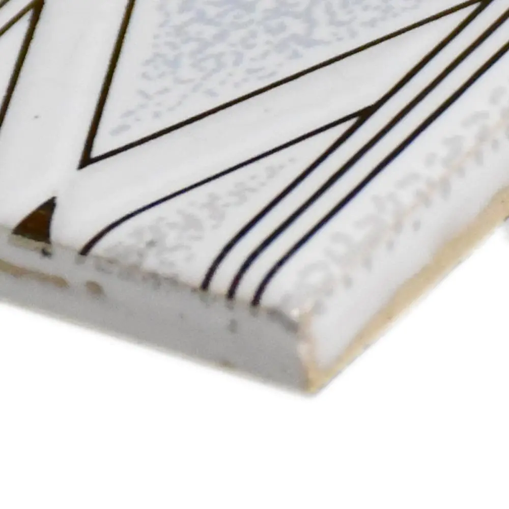 Bordüre Artkeramik E4519 Corolinea Rombo grigio weiß silber 3x15 cm