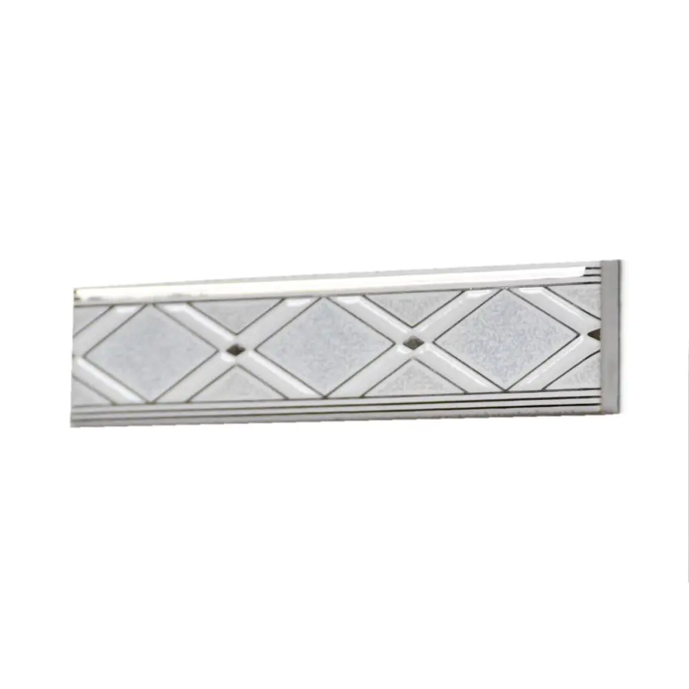 Bordüre Artkeramik E4519 Corolinea Rombo grigio weiß silber 3x15 cm