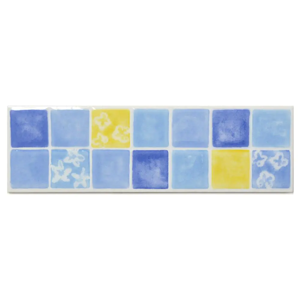 Bordüre Villeroy & Boch 1456 KC25 Multiply blau gelb bunt 7,5x25 cm I.Sorte