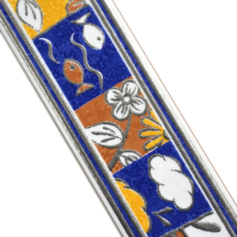 Bordüre Nr.10 blau cotto gelb Blumen Fisch 6x20 cm