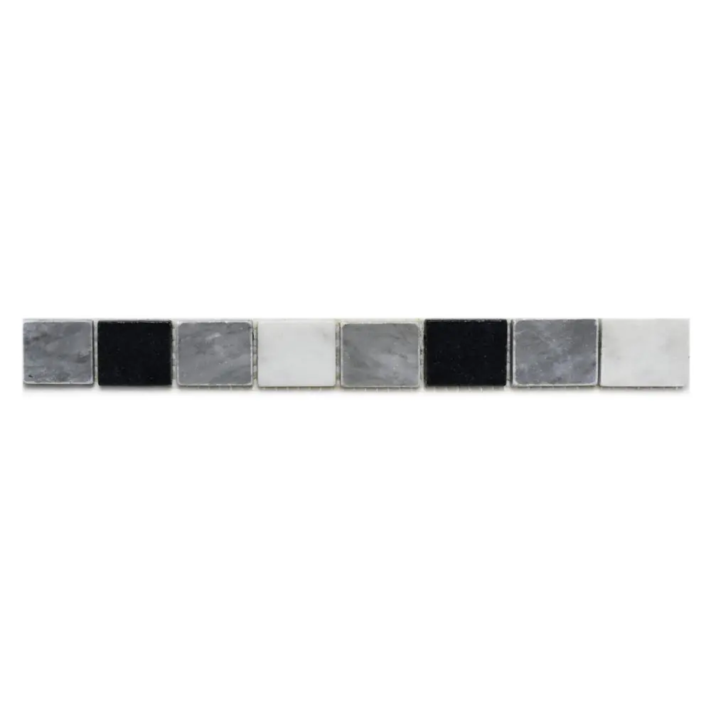 Bordüre Nr.1007 grau schwarz weiß poliert 3x28 cm