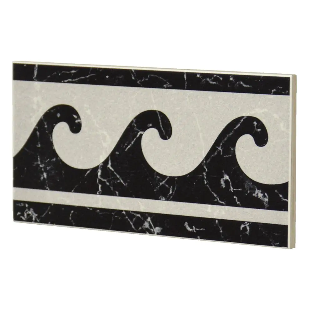 Bordüre Porcelanosa Nr.424 grau schwarz Welle 10x20 cm Bordüre Porcelanosa Nr.424 grau schwarz Welle 10x20 cm