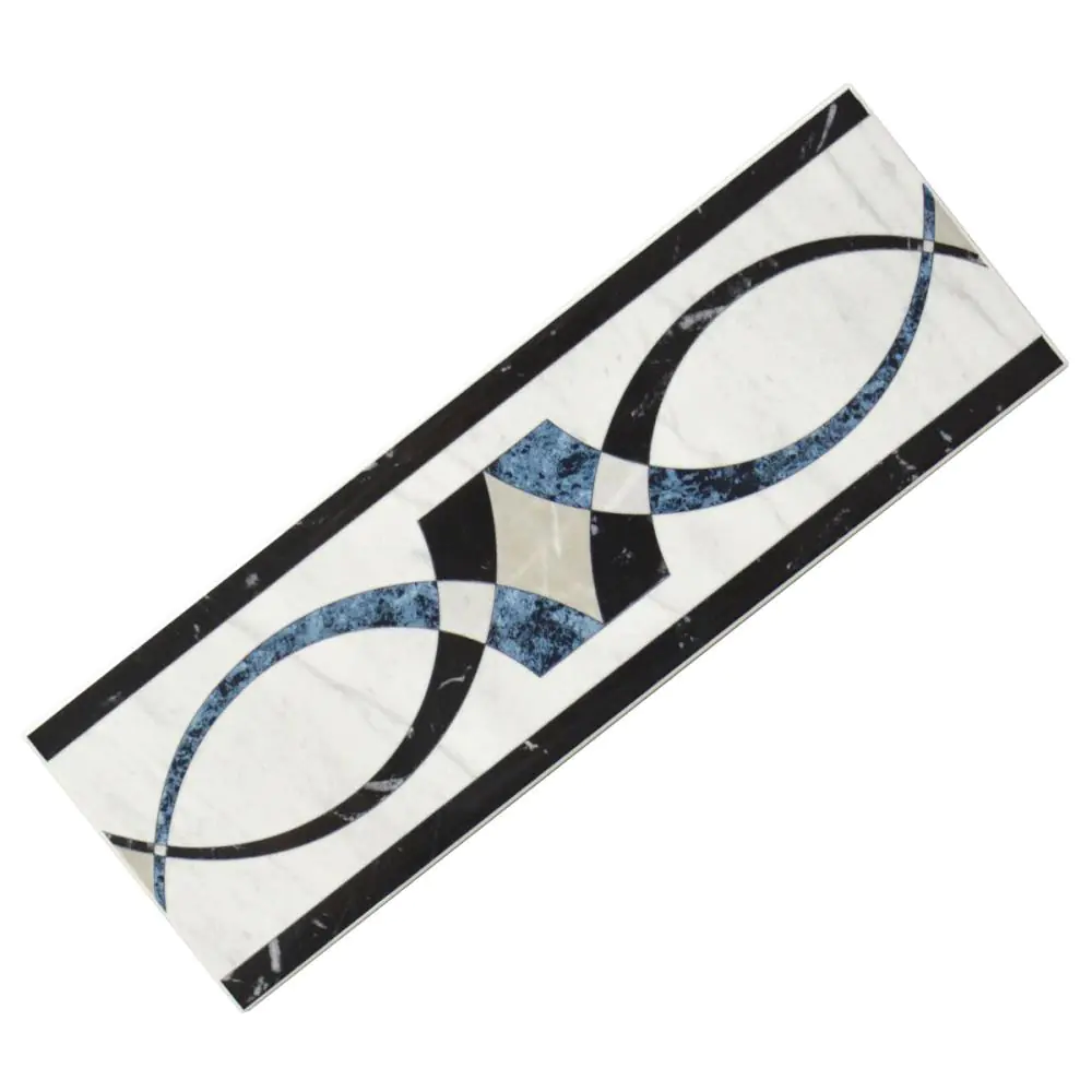 Bordüre Porcelanosa Nr.421 Suisse blau schwarz weiß 10,5x31,5 cm Bordüre Porcelanosa Nr.421 Suisse blau schwarz weiß 10,5x31,5 cm