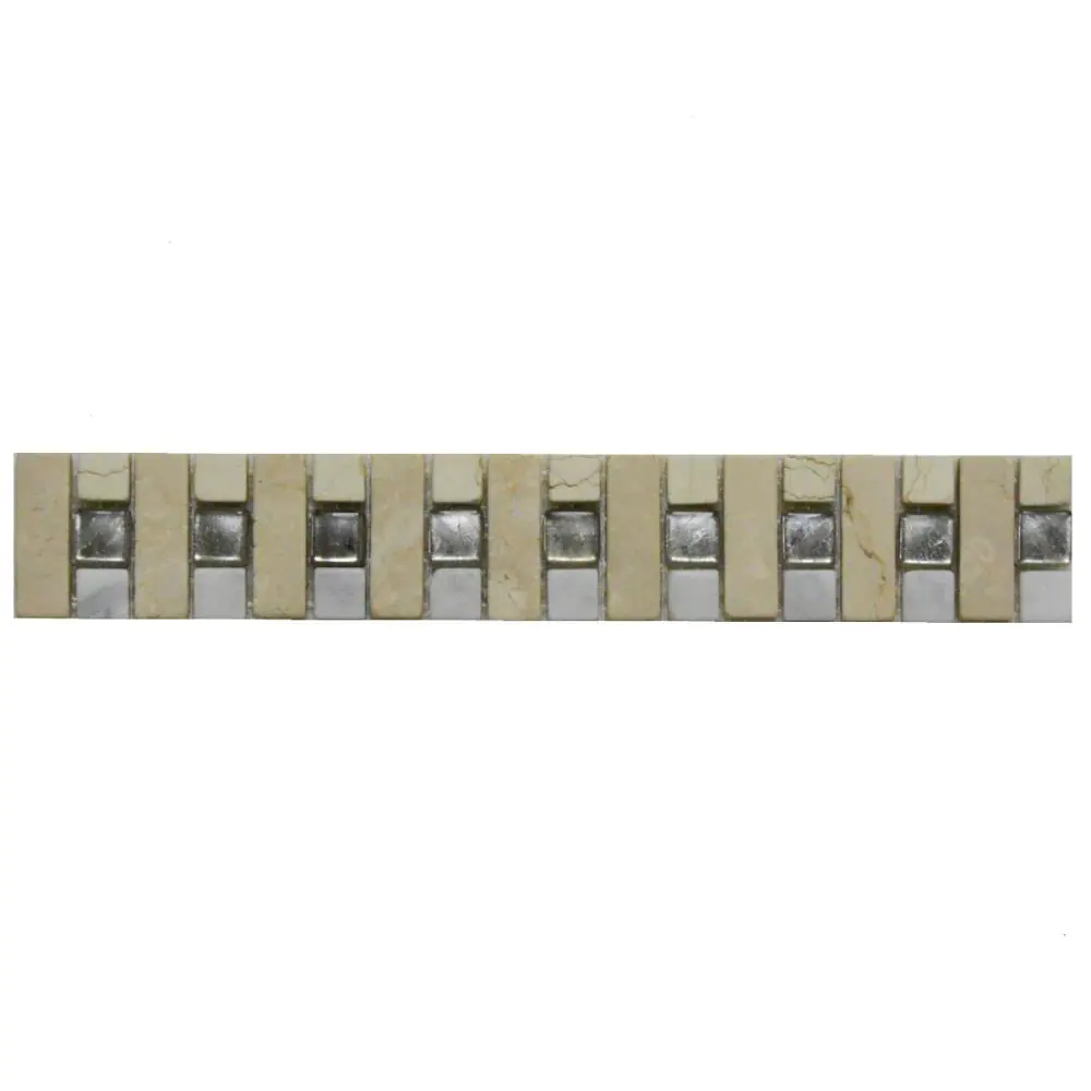 Bordüre Foredil platino varii creme weiß Marmor Murano Glas 6x30 cm