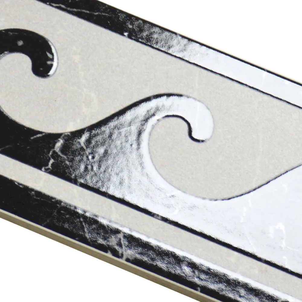 Bordüre Porcelanosa Nr.424 grau schwarz Welle 10x20 cm Bordüre Porcelanosa Nr.424 grau schwarz Welle 10x20 cm