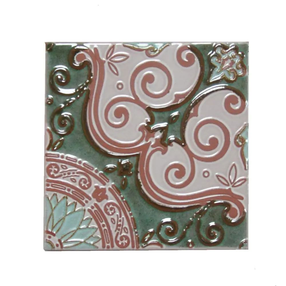 Bodenfliese Dekor Servais E1809 grün rotbraun 15x15 cm Bodenfliese Dekor Servais E1809 grün rotbraun 15x15 cm