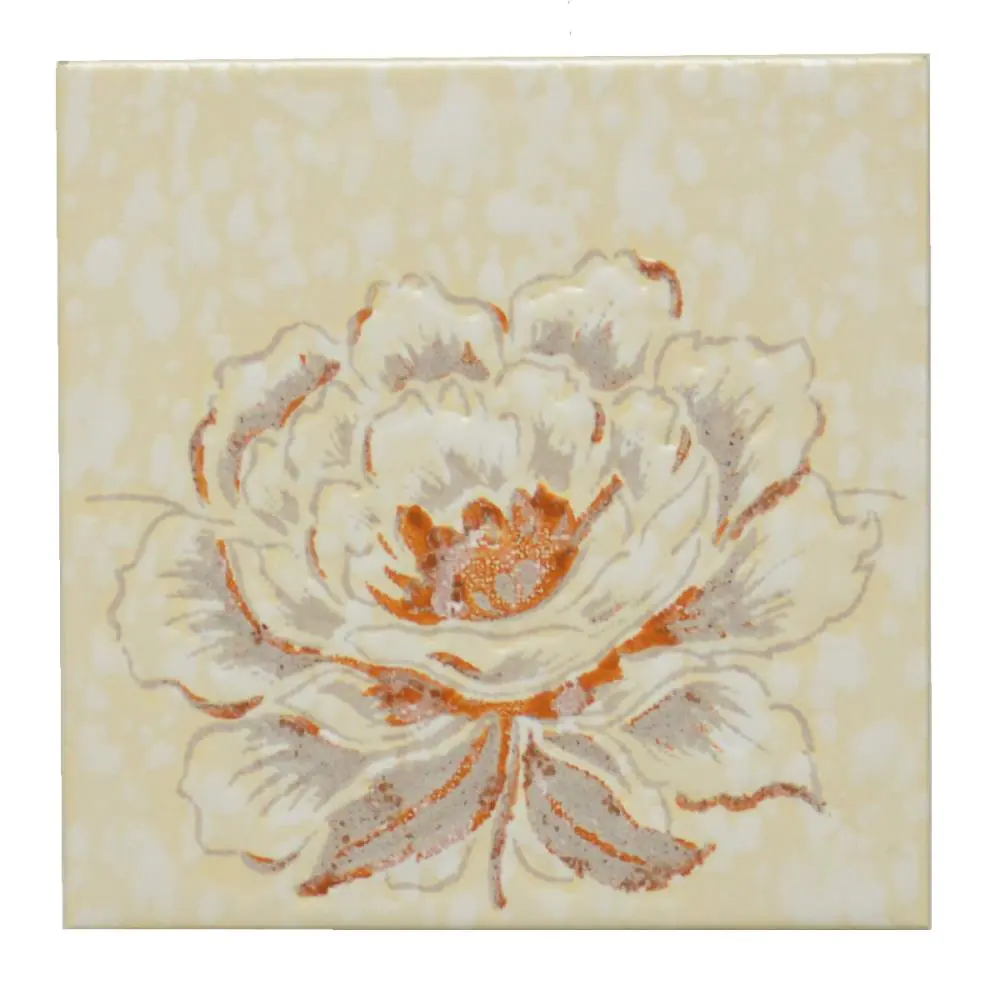 Wandfliese Dekor Wessel Keramik E2883 creme braun grau Blume 15x15 cm I.Sorte Wandfliese Dekor Wessel Keramik E2883 creme braun grau Blume 15x15 cm I.Sorte