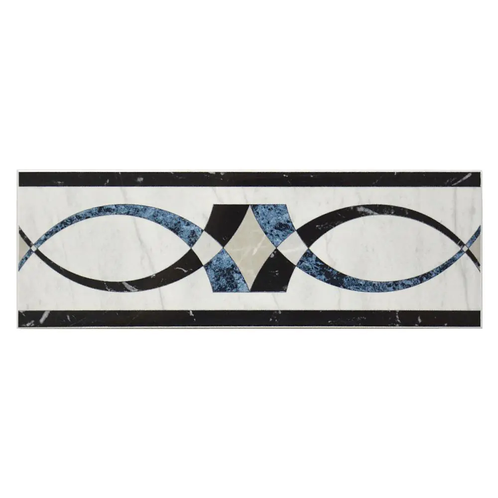 Bordüre Porcelanosa Nr.421 Suisse blau schwarz weiß 10,5x31,5 cm Bordüre Porcelanosa Nr.421 Suisse blau schwarz weiß 10,5x31,5 cm