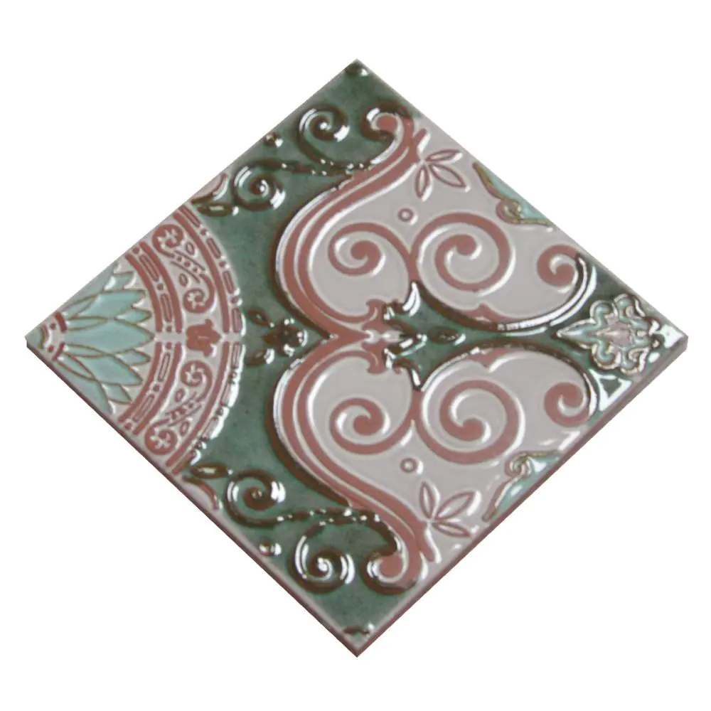 Bodenfliese Dekor Servais E1809 grün rotbraun 15x15 cm Bodenfliese Dekor Servais E1809 grün rotbraun 15x15 cm