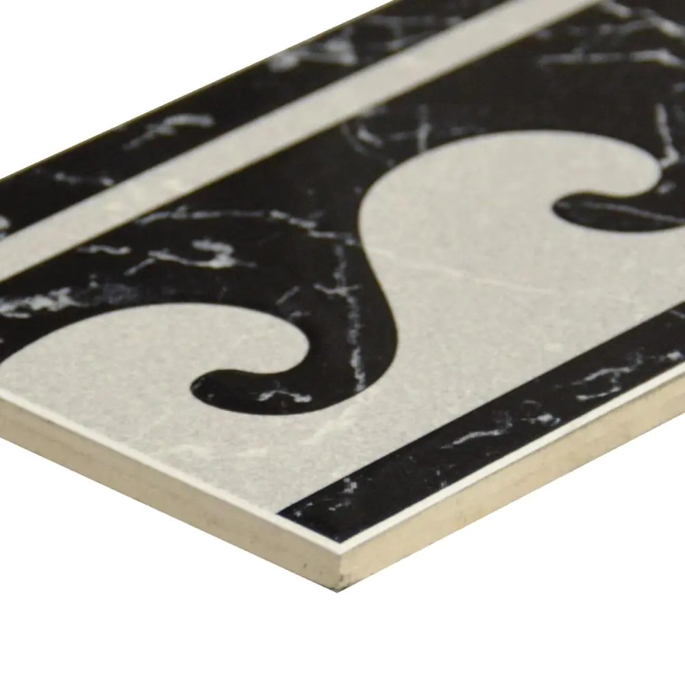 Bordüre Porcelanosa Nr.424 grau schwarz Welle 10x20 cm Bordüre Porcelanosa Nr.424 grau schwarz Welle 10x20 cm