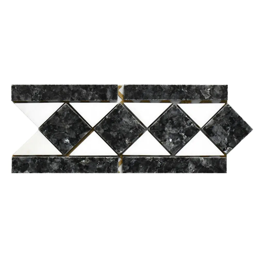 Bordüre Crystal Mosaik Nr.656 820/BT Granit anthrazit weiß 8x20 cm