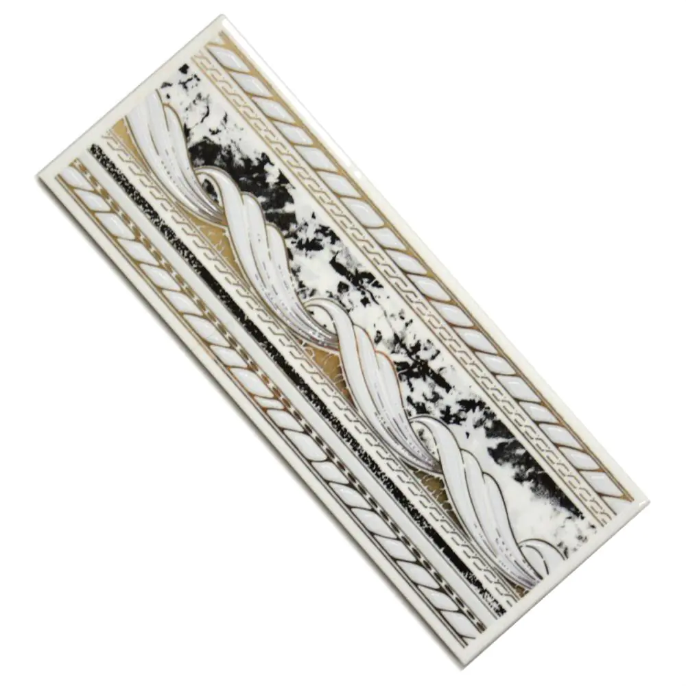 Bordüre Nr.412 weiß schwarz grau gold 7,5x20 cm I.Sorte Bordüre Nr.412 weiß schwarz grau gold 7,5x20 cm I.Sorte