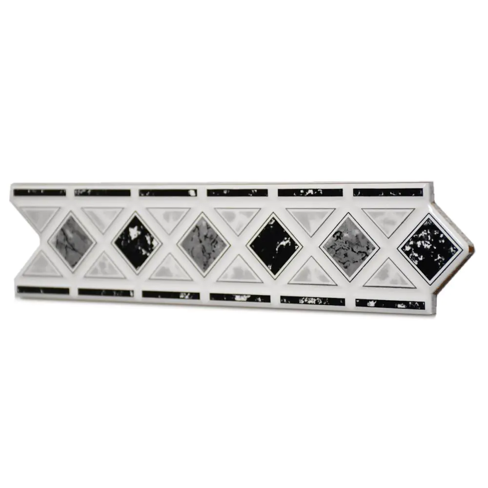 Bordüre Nr.1031 Egeo Nero/32 Greca grau schwarz weiß 7x29 cm