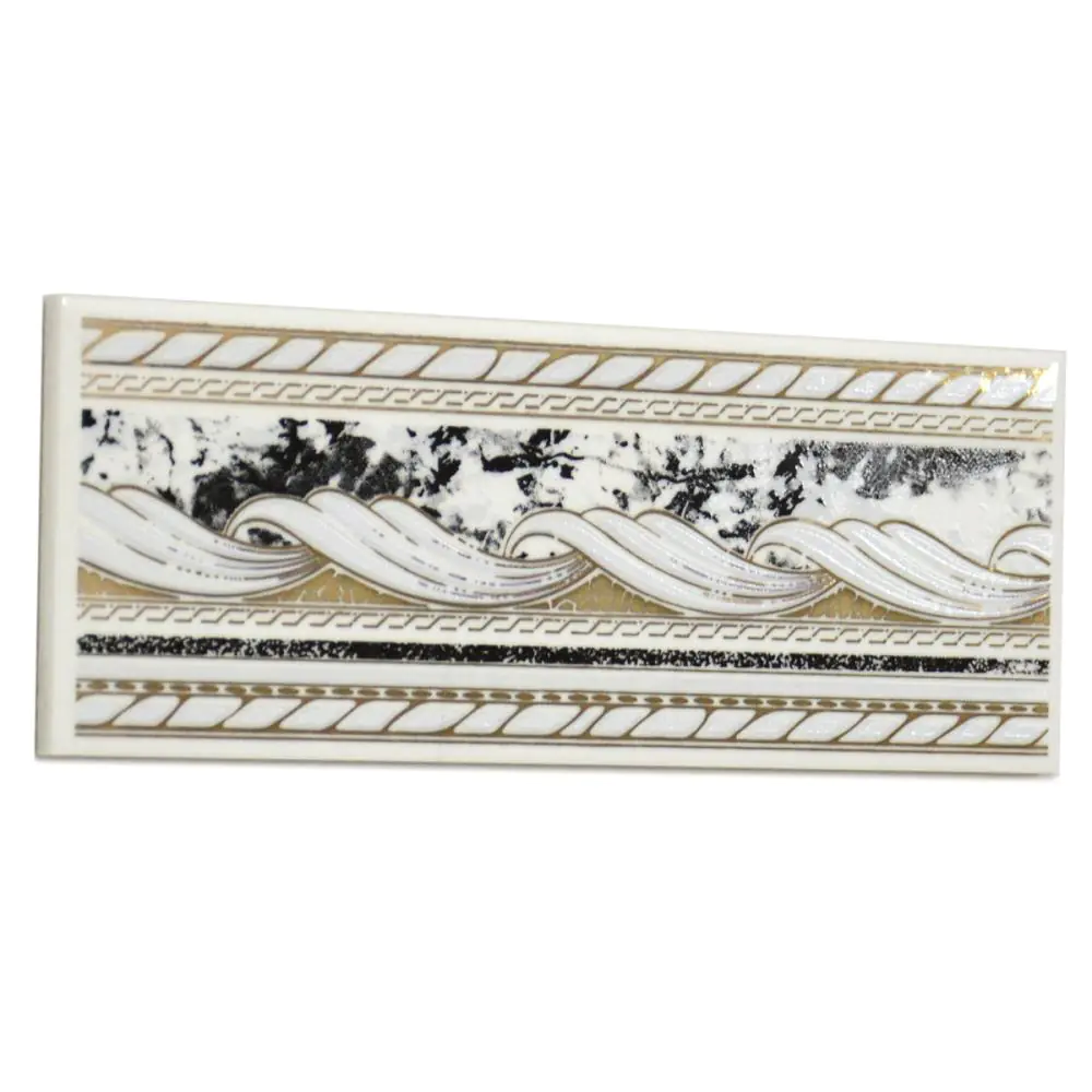 Bordüre Nr.412 weiß schwarz grau gold 7,5x20 cm I.Sorte Bordüre Nr.412 weiß schwarz grau gold 7,5x20 cm I.Sorte