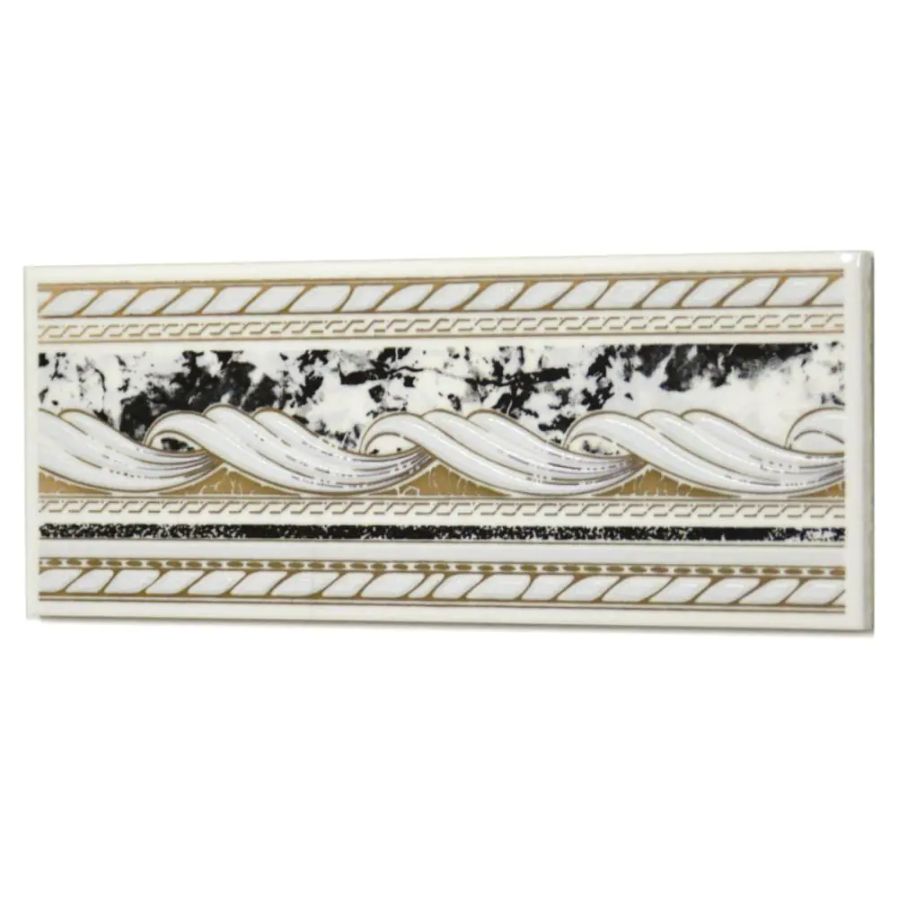 Bordüre Nr.412 weiß schwarz grau gold 7,5x20 cm I.Sorte Bordüre Nr.412 weiß schwarz grau gold 7,5x20 cm I.Sorte