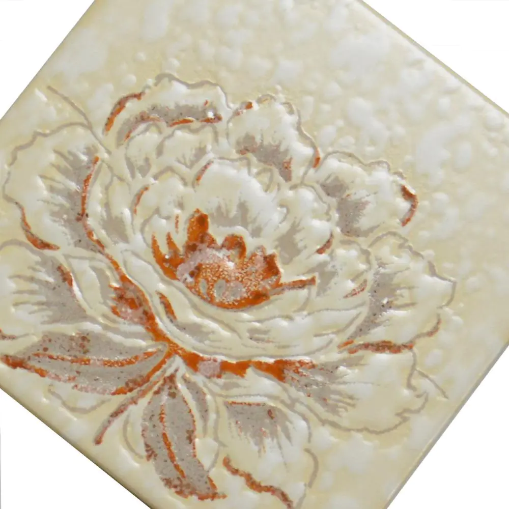 Wandfliese Dekor Wessel Keramik E2883 creme braun grau Blume 15x15 cm I.Sorte Wandfliese Dekor Wessel Keramik E2883 creme braun grau Blume 15x15 cm I.Sorte