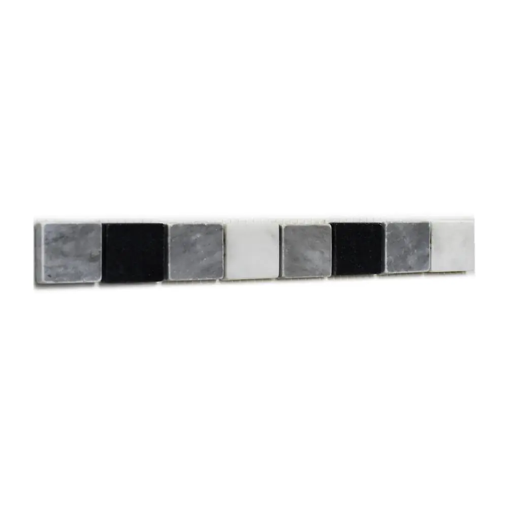 Bordüre Nr.1007 grau schwarz weiß poliert 3x28 cm