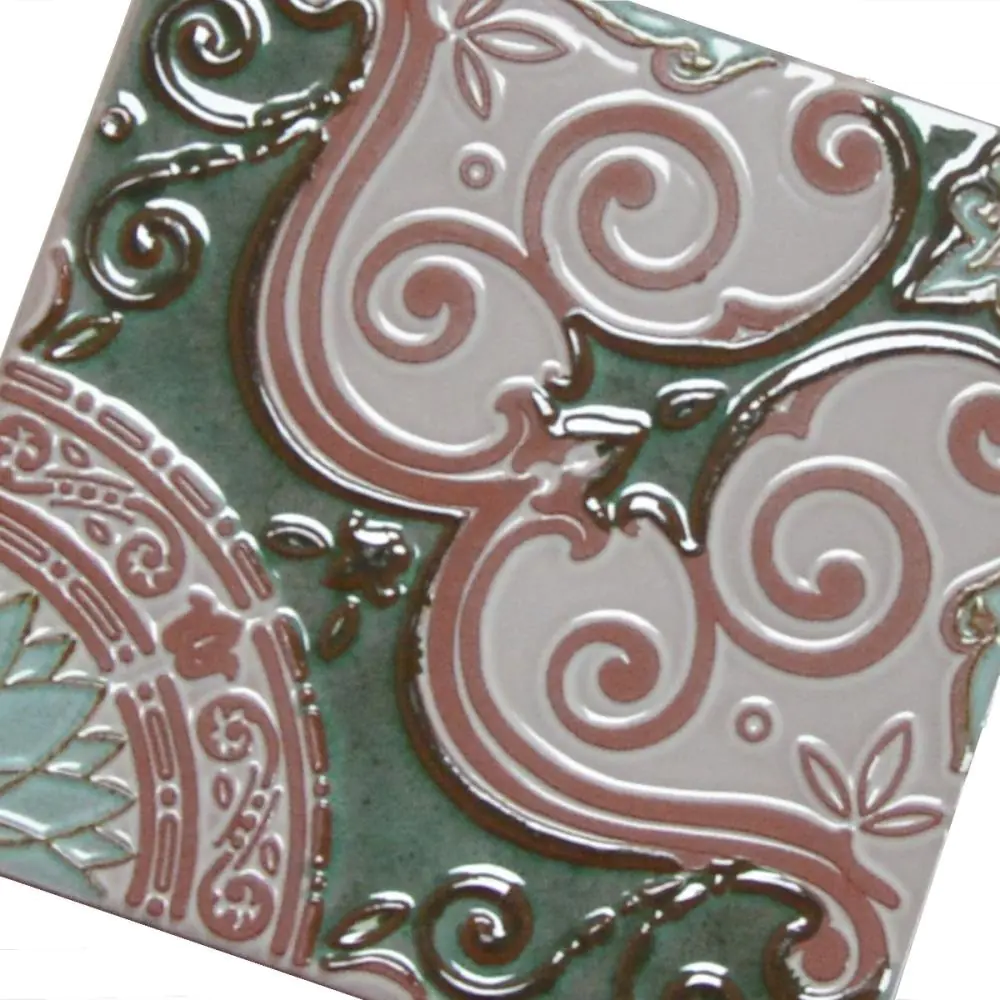 Bodenfliese Dekor Servais E1809 grün rotbraun 15x15 cm Bodenfliese Dekor Servais E1809 grün rotbraun 15x15 cm