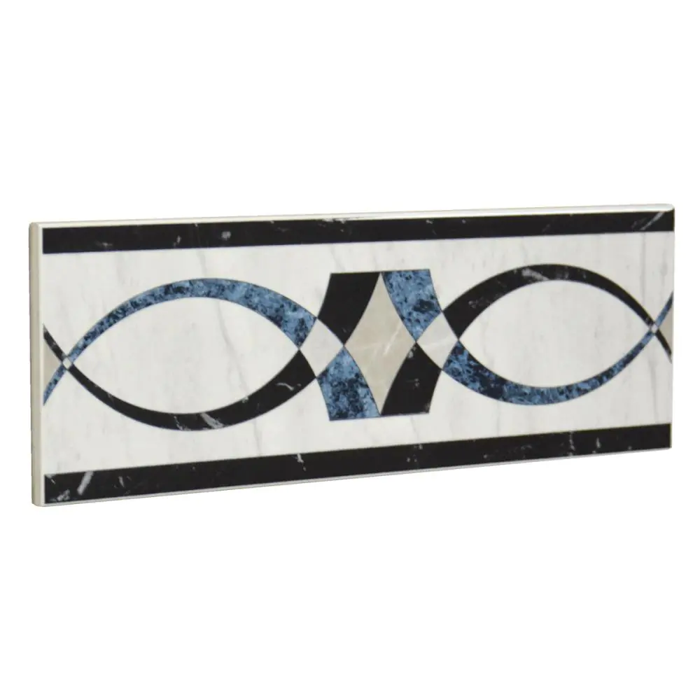 Bordüre Porcelanosa Nr.421 Suisse blau schwarz weiß 10,5x31,5 cm Bordüre Porcelanosa Nr.421 Suisse blau schwarz weiß 10,5x31,5 cm