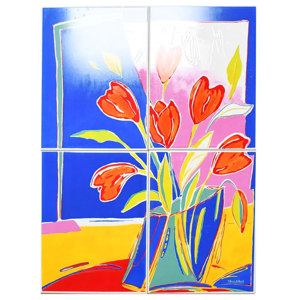 Wandfliese Dekor Villeroy & Boch E5031 1330 LJ77 Jessica weiß mehrfarbig 4er Set 20x25 cm I.Sorte