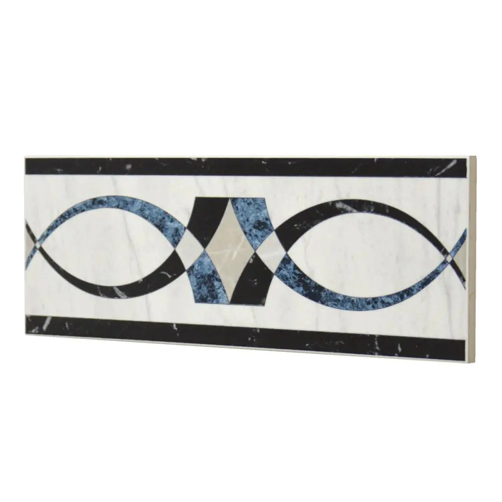 Bordüre Porcelanosa Nr.421 Suisse blau schwarz weiß 10,5x31,5 cm Bordüre Porcelanosa Nr.421 Suisse blau schwarz weiß 10,5x31,5 cm