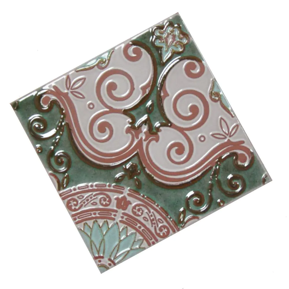 Bodenfliese Dekor Servais E1809 grün rotbraun 15x15 cm Bodenfliese Dekor Servais E1809 grün rotbraun 15x15 cm