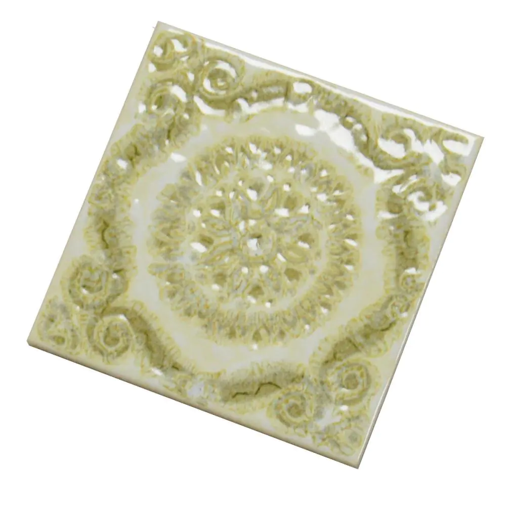 Wandfliese Dekor Servais E2097 grün creme 15x15 cm Wandfliese Dekor Servais E2097 grün creme 15x15 cm