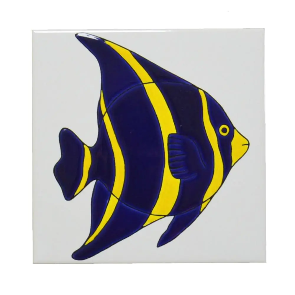 Wandfliese Dekor Villeroy & Boch E730 1171 EB71 Pacific weiß blau gelb Fisch 20x20 cm I.Sorte