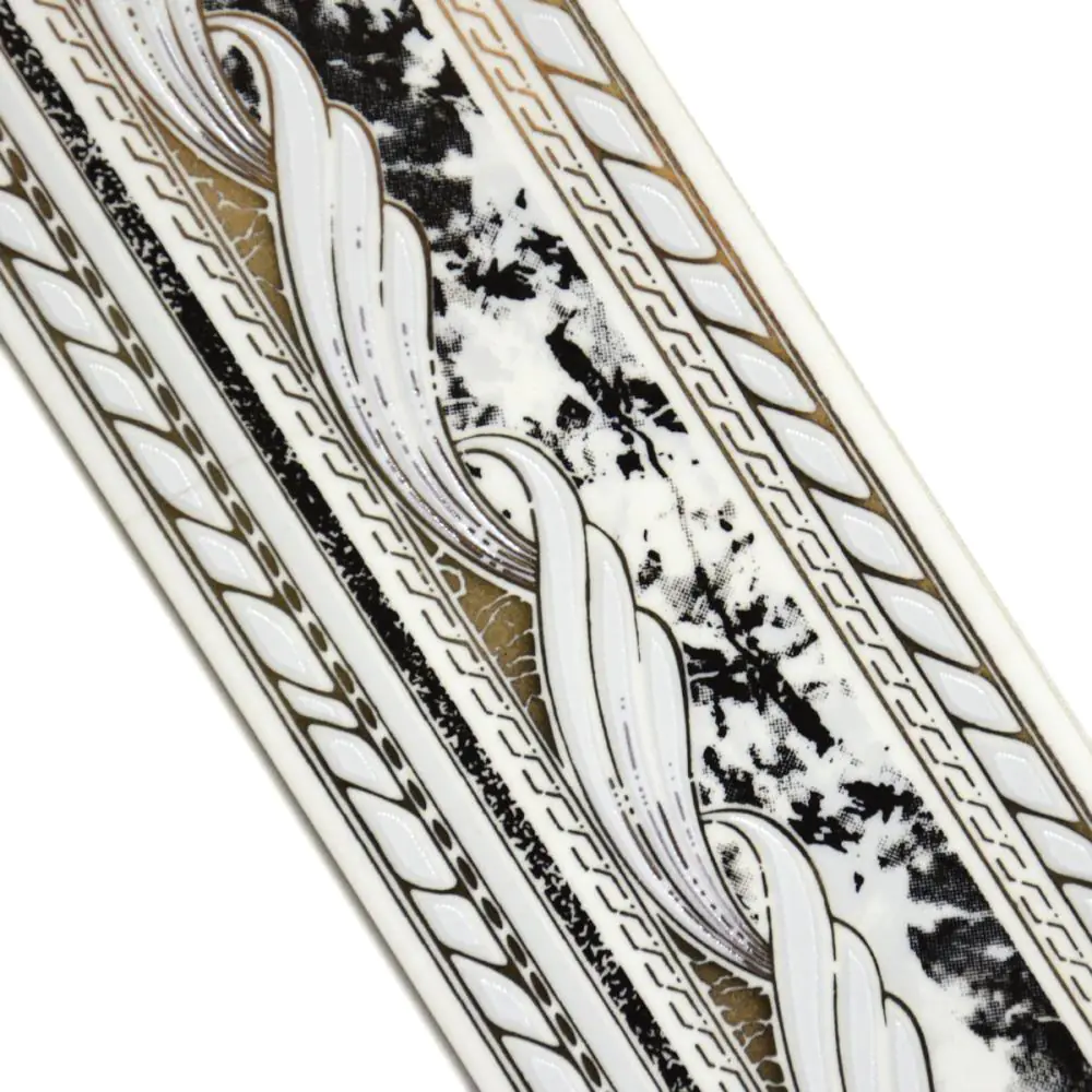 Bordüre Nr.412 weiß schwarz grau gold 7,5x20 cm I.Sorte Bordüre Nr.412 weiß schwarz grau gold 7,5x20 cm I.Sorte