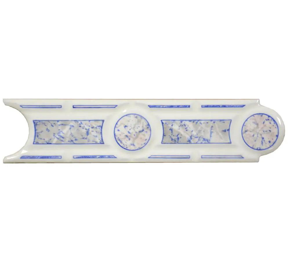 Bordüre Ceramica Montoliu Nr.501 azul weiß blau rosa 5x20 cm