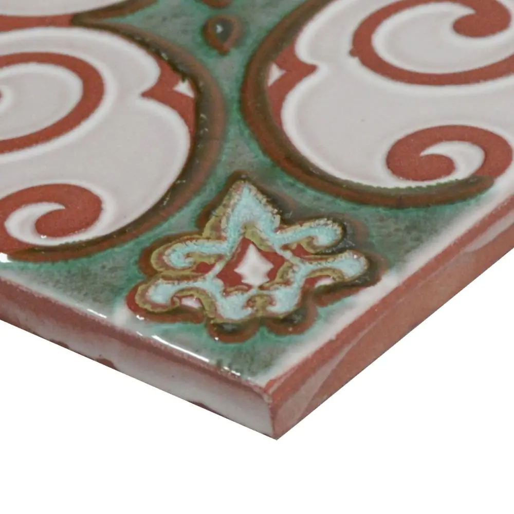 Bodenfliese Dekor Servais E1809 grün rotbraun 15x15 cm Bodenfliese Dekor Servais E1809 grün rotbraun 15x15 cm