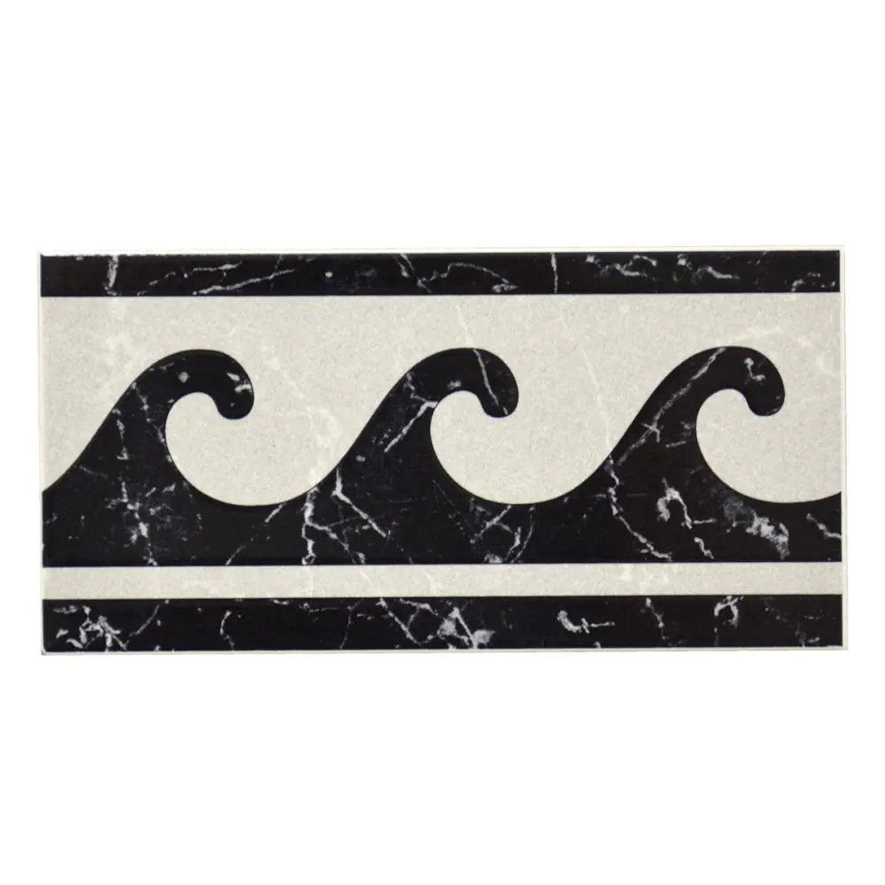 Bordüre Porcelanosa Nr.424 grau schwarz Welle 10x20 cm Bordüre Porcelanosa Nr.424 grau schwarz Welle 10x20 cm