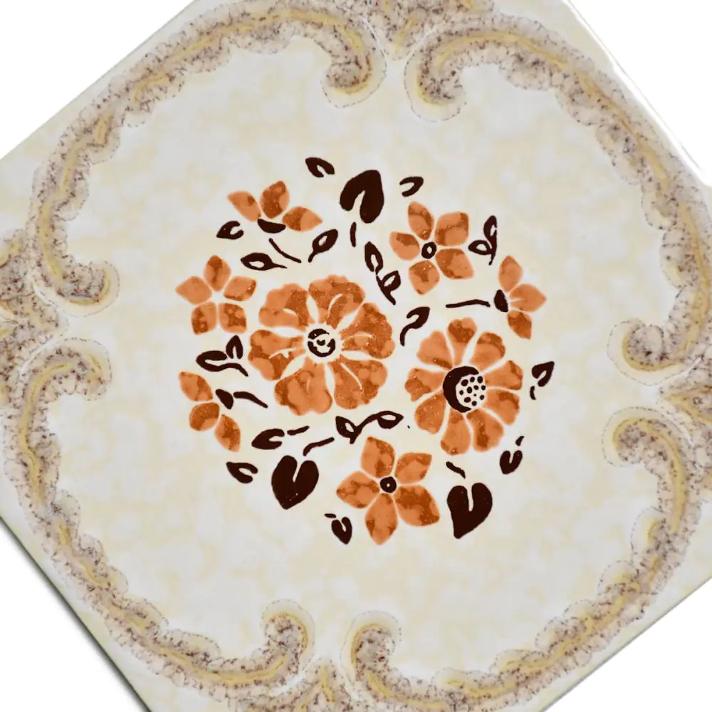Wandfliese Dekor E4208 Blume braun creme rosa 15x15 cm